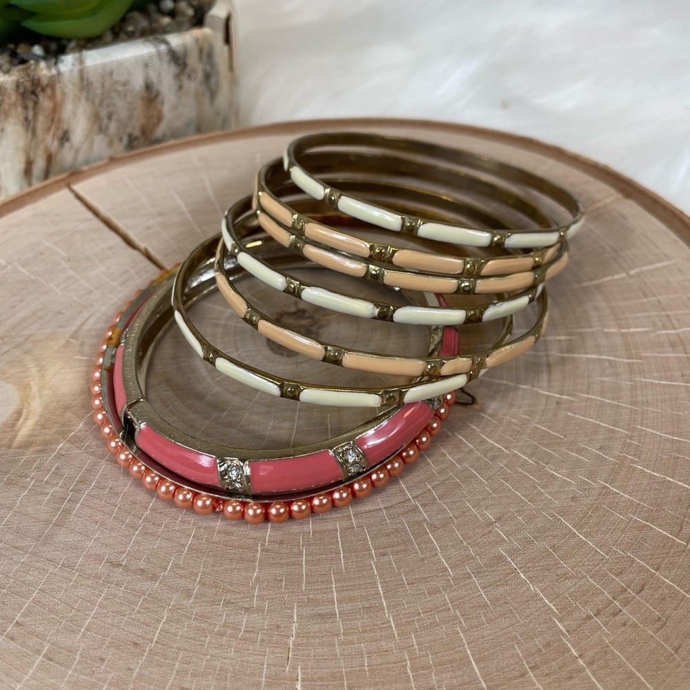 Lot Eight Bangle Bracelets Costume Jewelry